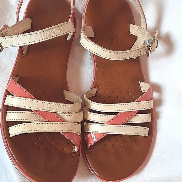 GEOX Pink & White Strap Flat Sandals - Picture 9 of 10